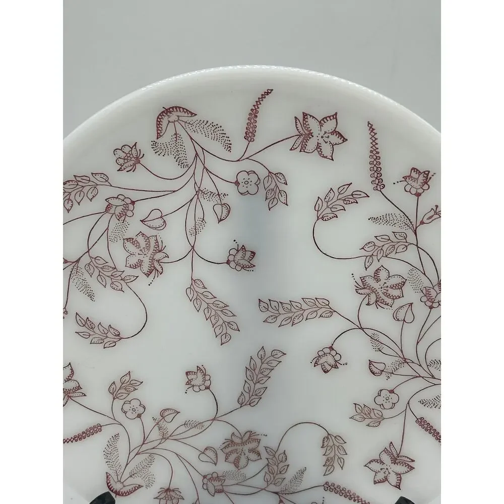 Federal Glass Burgundy Botanical Wildflowers Spree Large Dinner Plate 11 Inches